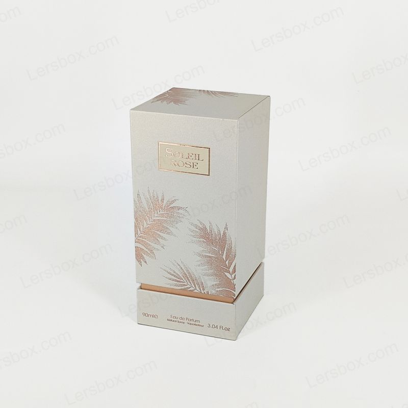 Caja de regalo de perfume artesanal con marca de aluminio de oro y cojín de espuma EVA HP003