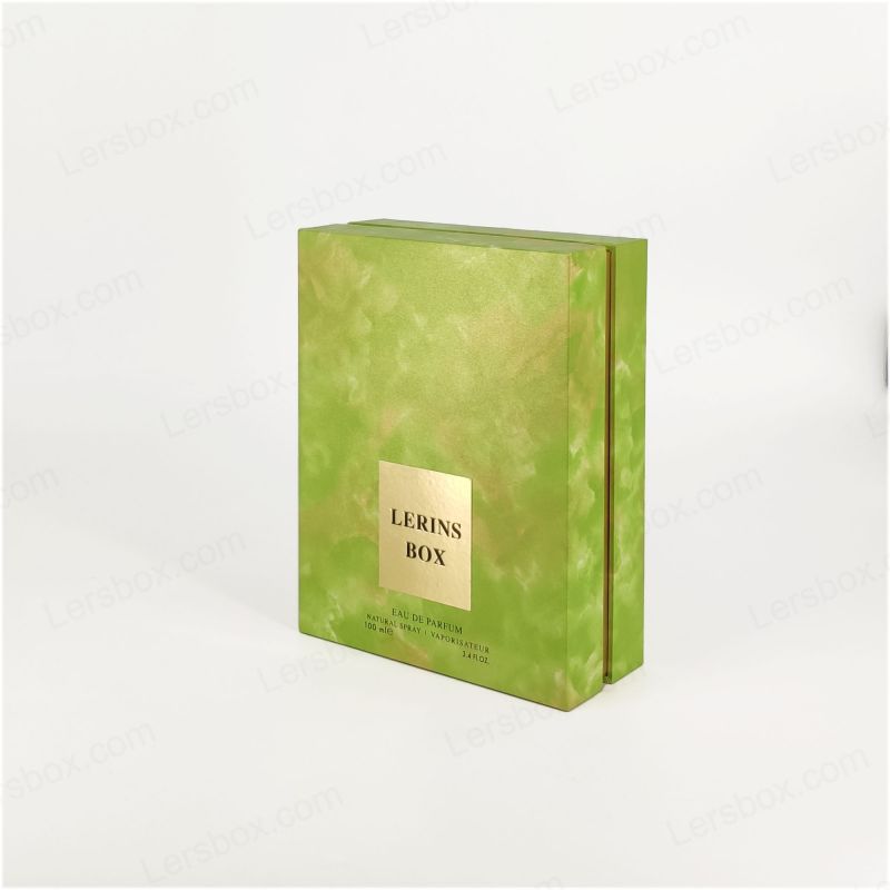 Caja de perfume de aluminio de oro elegante con bandeja Eva para pantalla de fragancia y base rígida de tapa HP020