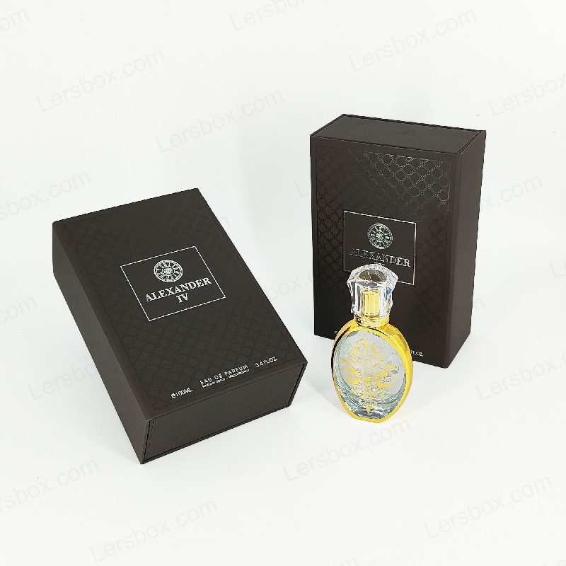 Caja de perfume sellada de lámina de oro con tapa rígida e inserto Eva para una presentación lujosa HP021