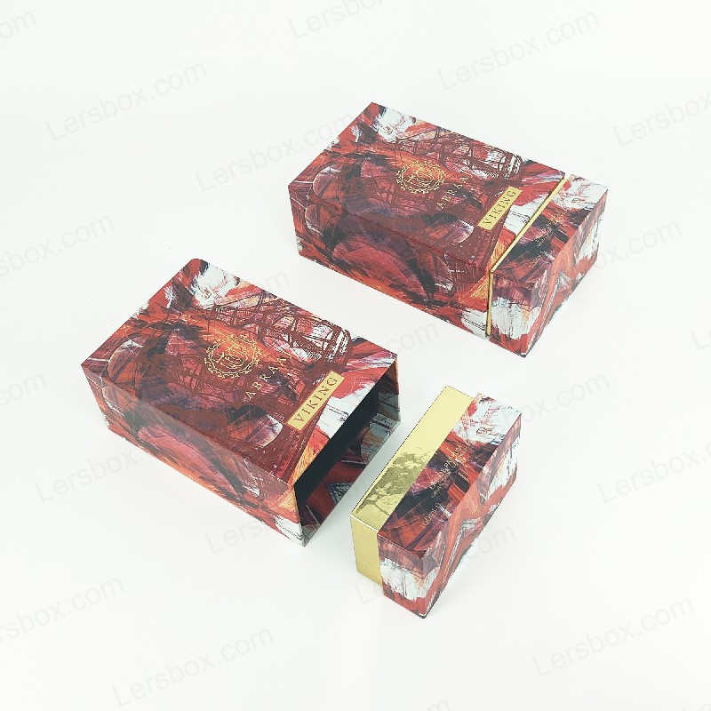 Caja de perfume de aluminio de oro con revestimiento de espuma EVA y base rígida para envases premium HP023