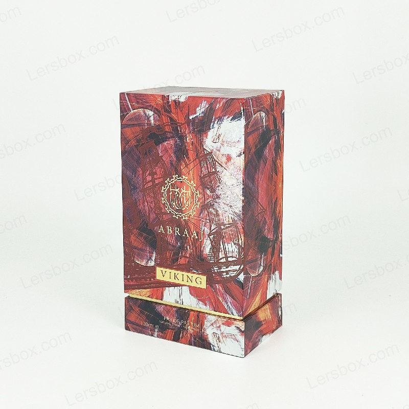 Caja de perfume de aluminio de oro con revestimiento de espuma EVA y base rígida para envases premium HP023