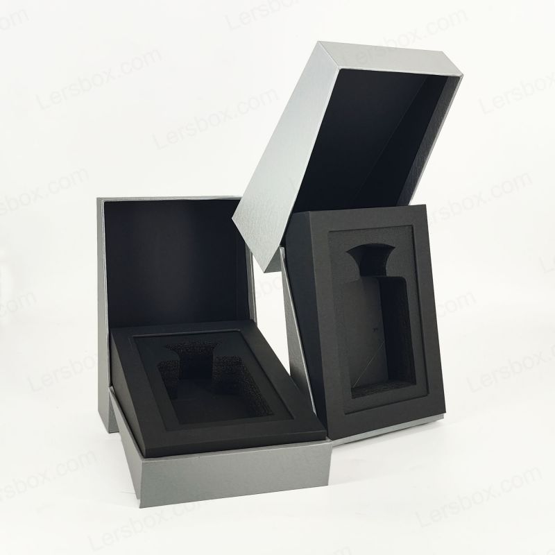 Caja de perfume de lámina de oro de lujo con bandeja de espuma Eva y elegante base de tapa HP025