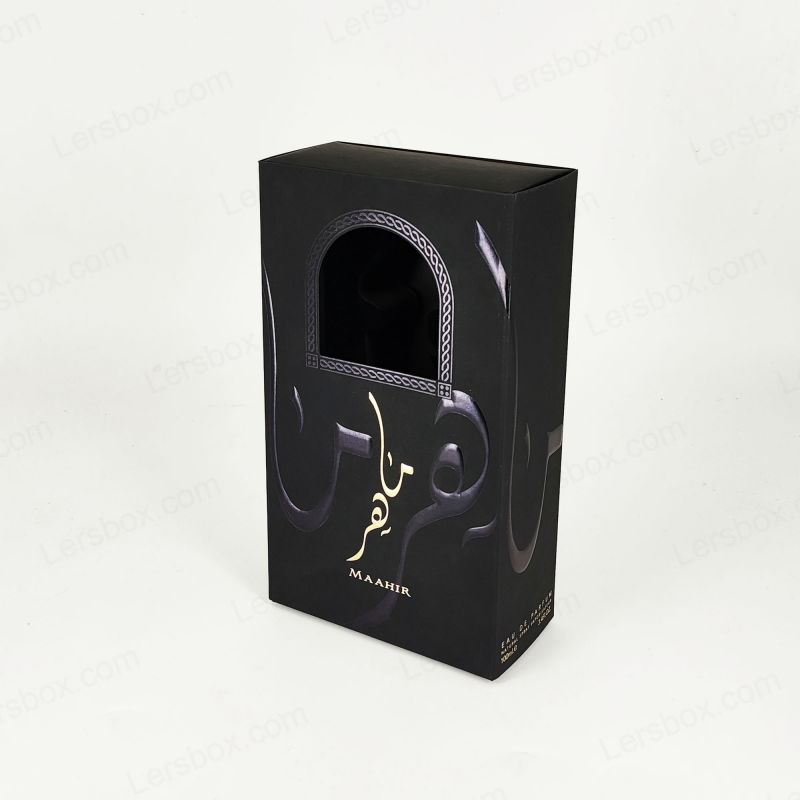 Caja de perfume hecha a mano con relieve de lámina de oro, bandeja de eva y construcción rígida HP027