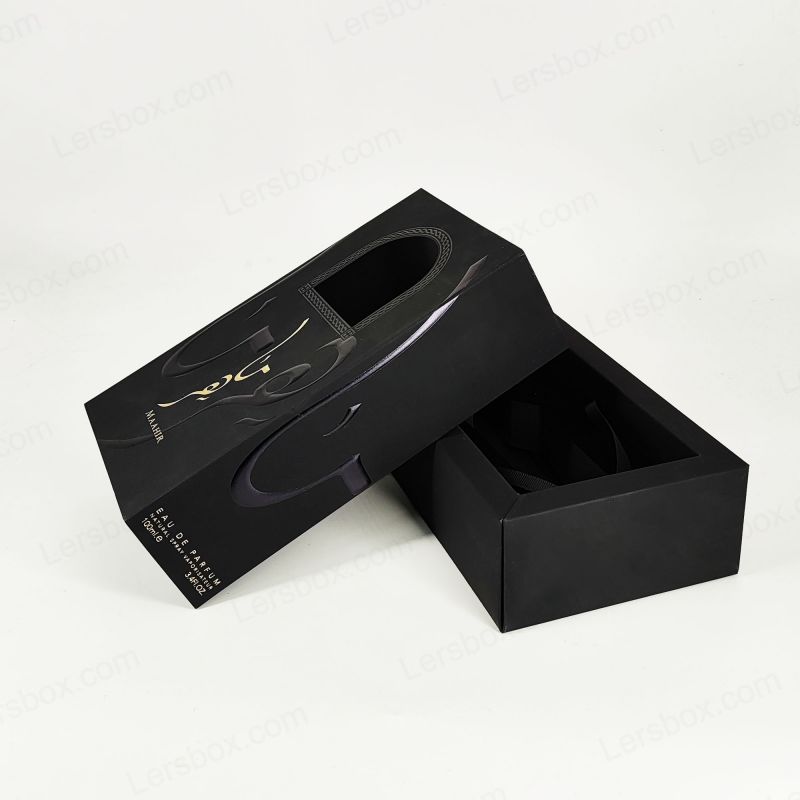 Caja de perfume hecha a mano con relieve de lámina de oro, bandeja de eva y construcción rígida HP027
