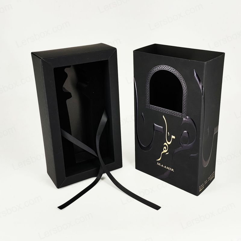 Caja de perfume hecha a mano con relieve de lámina de oro, bandeja de eva y construcción rígida HP027