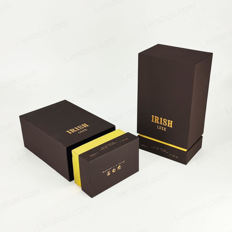 Caja de perfume sofisticada con papel de oro personalizado y espuma EVA para pantalla segura HP028
