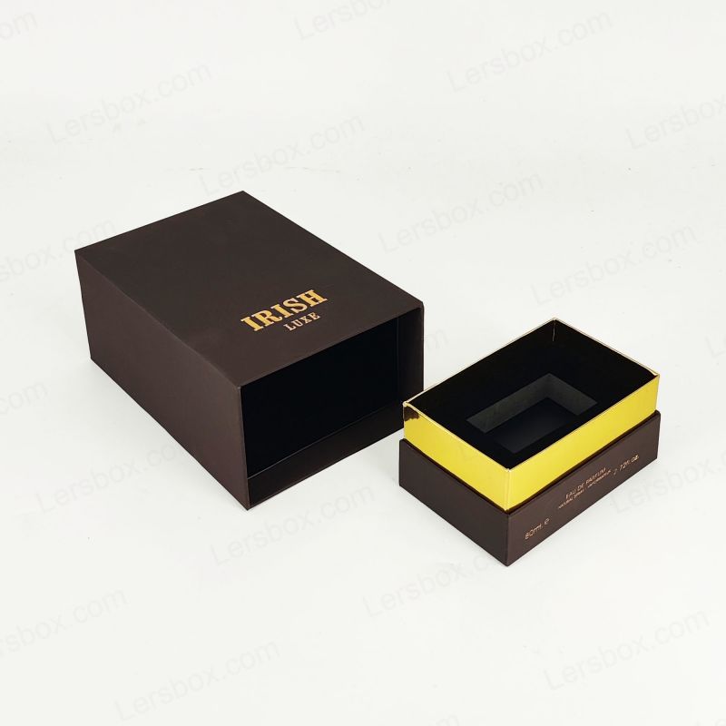 Caja de perfume sofisticada con papel de oro personalizado y espuma EVA para pantalla segura HP028