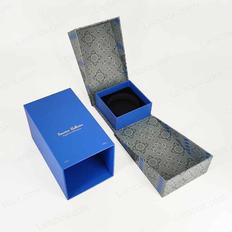 Caja de perfume de lámina de oro premium con bandeja de espuma Eva y tapa resistente y diseño de base HP029