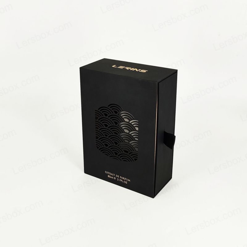 Caja de perfume premium con lámina de oro personalizada, bandeja de eva y tapa rígida para protección HP033