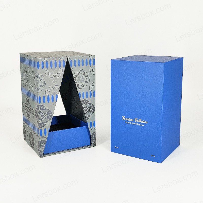 Caja de perfume de lámina de oro premium con bandeja de espuma Eva y tapa resistente y diseño de base HP029