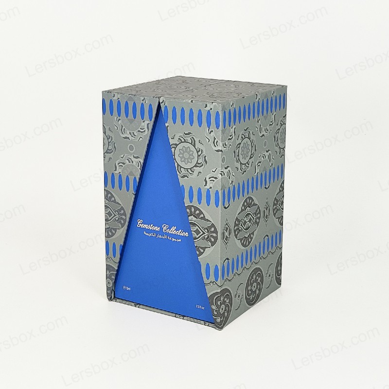 Caja de perfume de lámina de oro premium con bandeja de espuma Eva y tapa resistente y diseño de base HP029