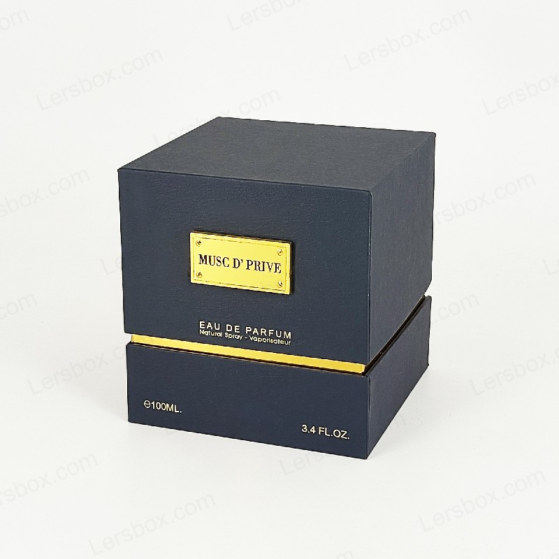 Embalaje de perfume de aluminio de oro de lujo con estructura rígida artesanal e inserto de bandeja EVA HP030