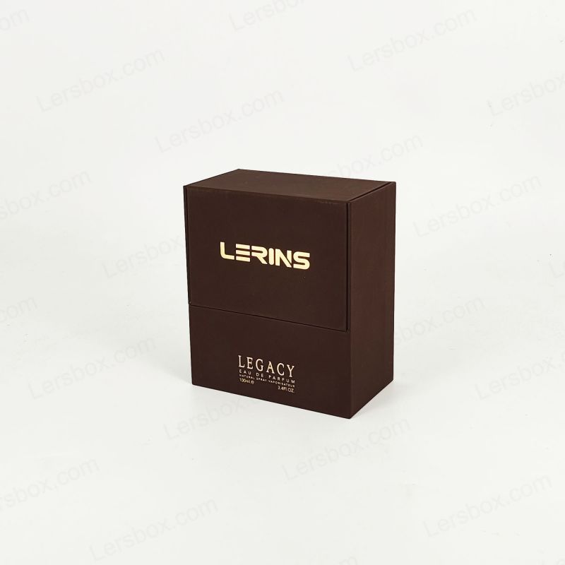 Embalaje de perfumes de lujo con detalles de aluminio de oro, bandeja de eva y estructura rígida resistente HP035