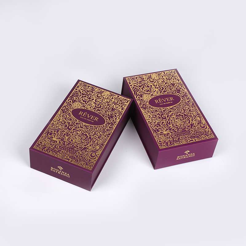 Caja de presentación de perfume de oro de arena con inserto de Eva Flocked