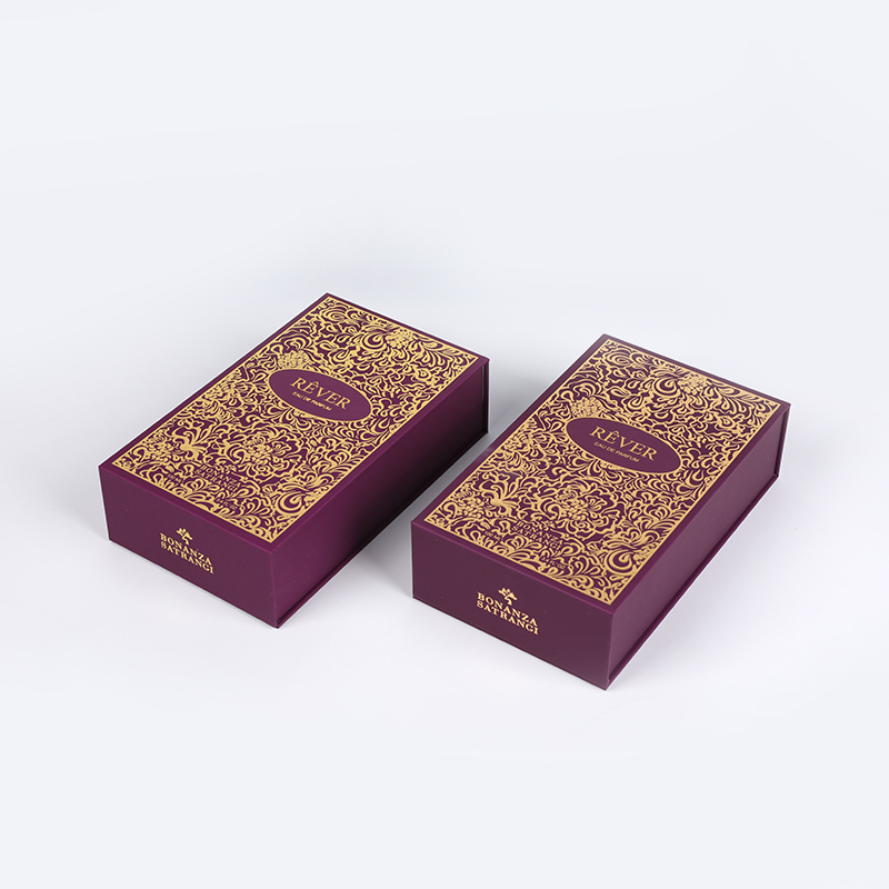Caja de presentación de perfume de oro de arena con inserto de Eva Flocked